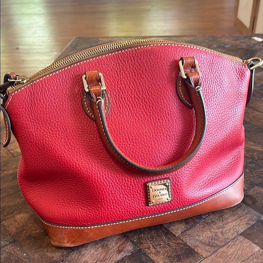 Dooney & Bourke Red and Brown Leather Satchel